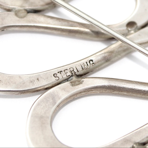 Vintage Sterling Silver Snake Brooch Large Curvy Serpent Abstract Modernist - Picture 4 of 4